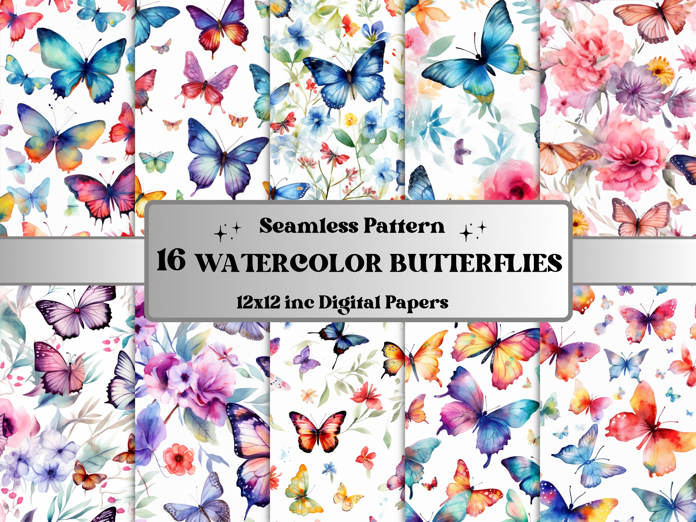 Seamless Watercolor Butterfly Pattern