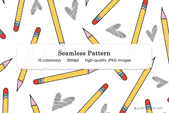 Tossed Pencils Seamless Pattern Graphic by palettepursuit · Creative ...