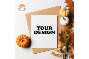 Fall invitation, greeting card mockup