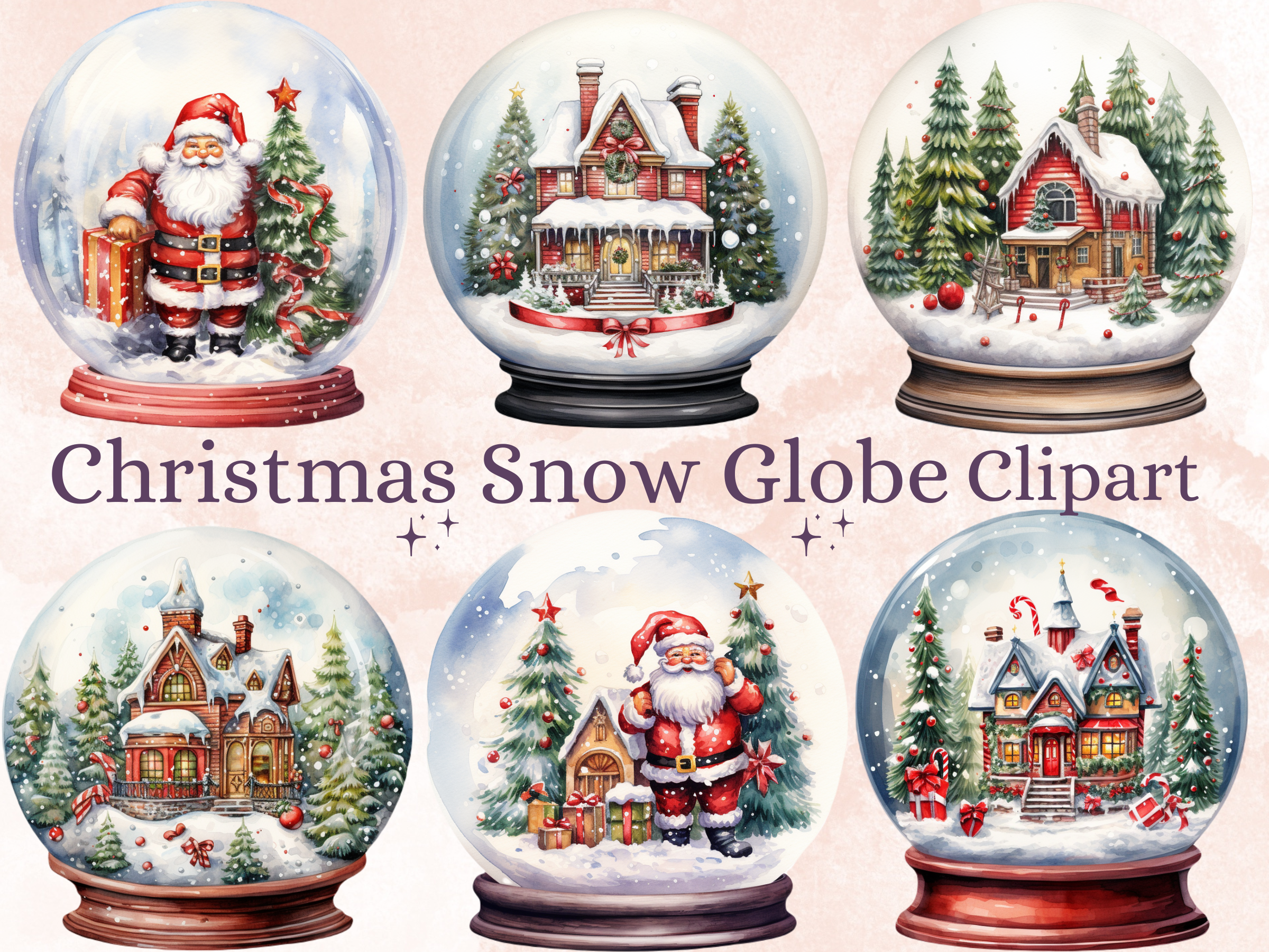 30 PNG Christmas Snow Globe Clipart Set Graphic by ...