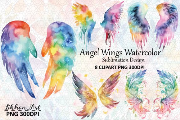 Angel Wings Watercolor Clipart Design Graphic Illustrations By likhon_art