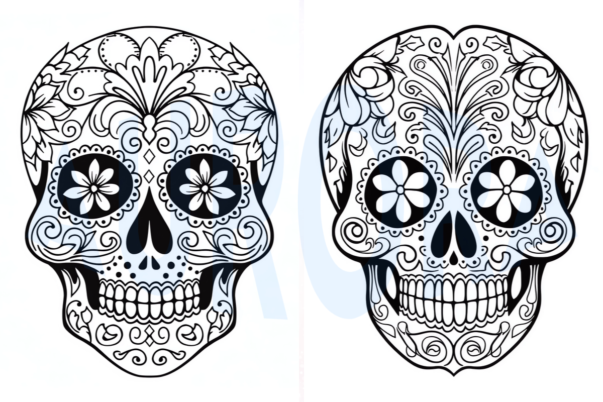 Crisp Line Skulls Coloring Pages Bundle