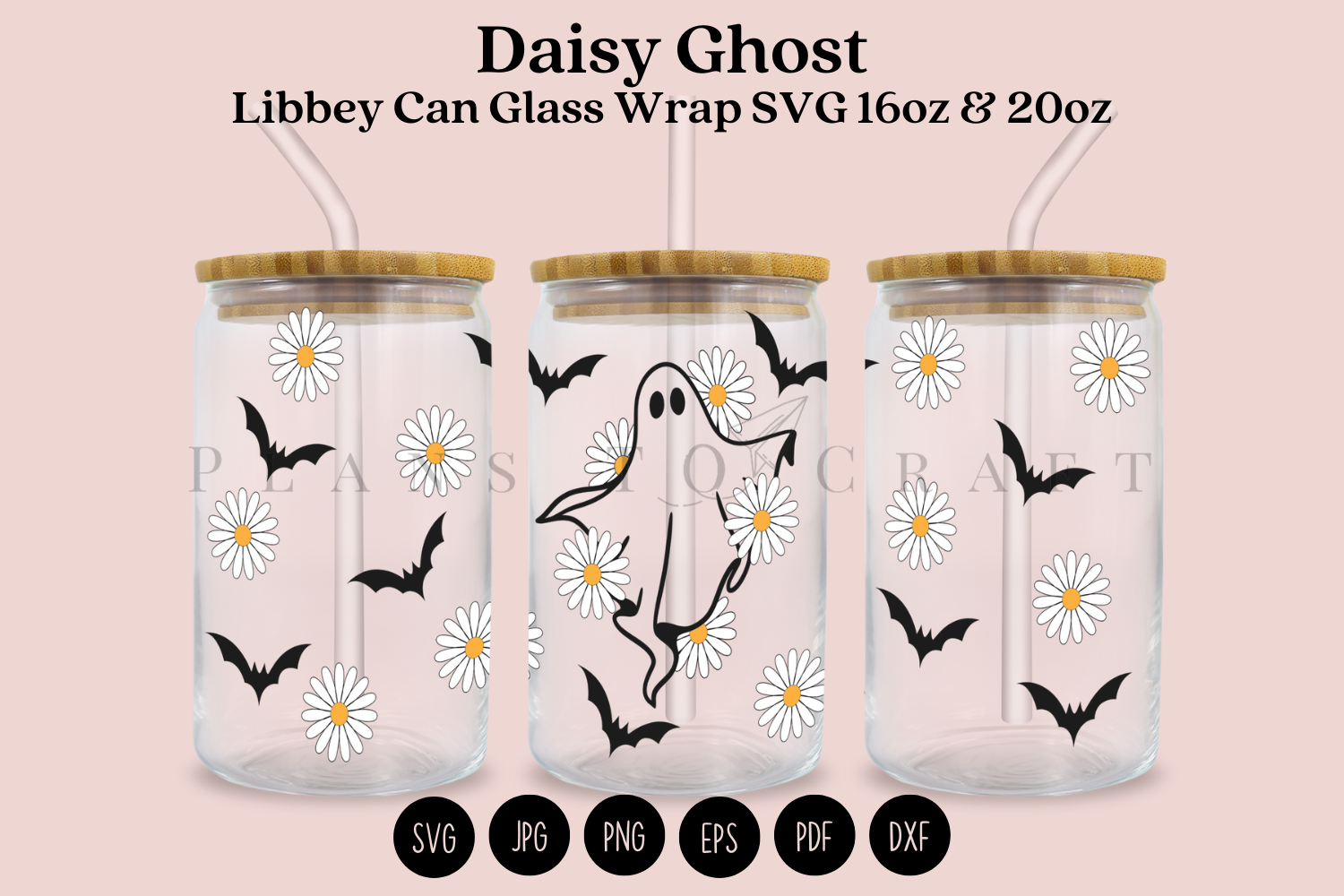 Daisy Ghost Libbey Can Glass Wrap SVG Graphic by planstocraft ...