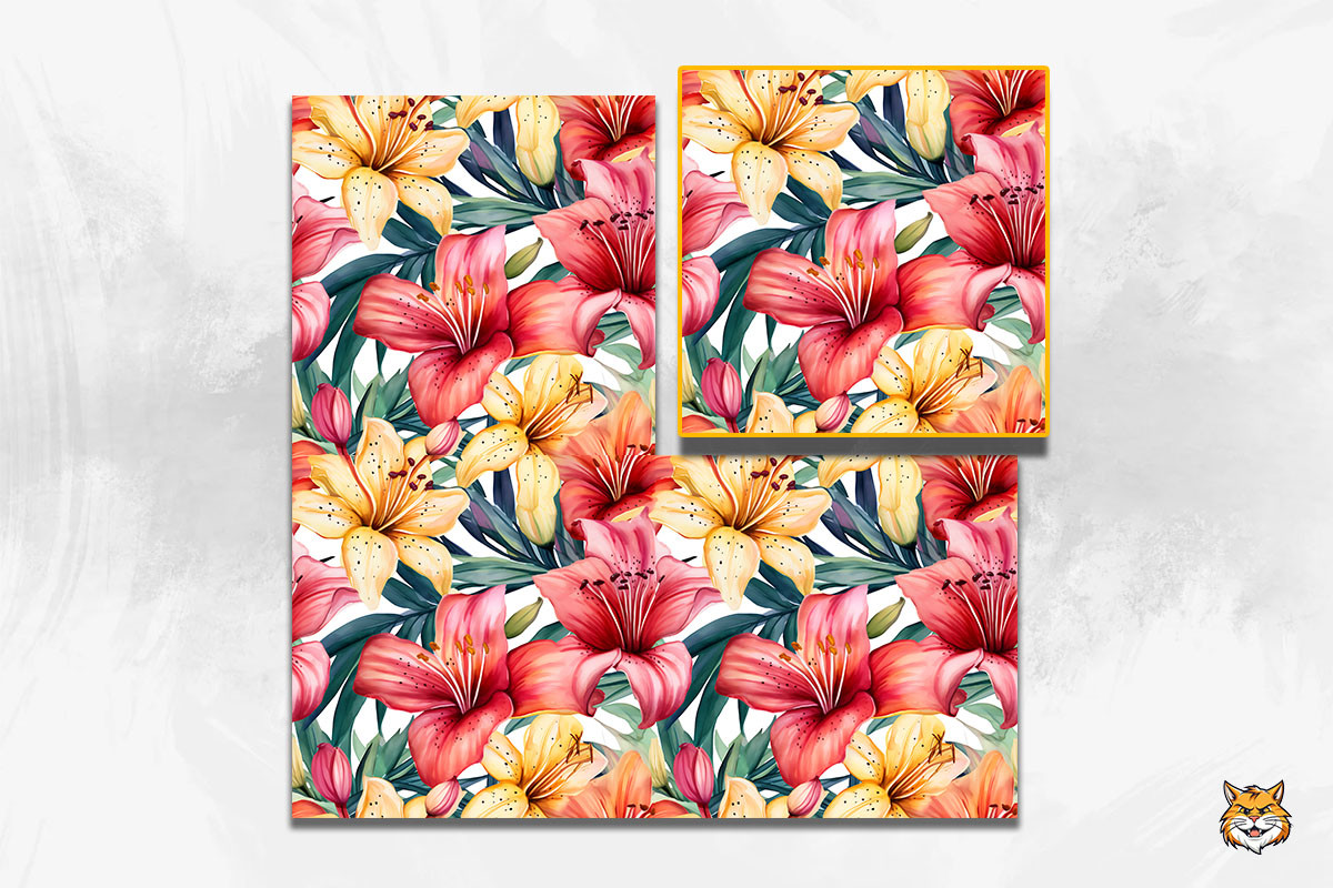 Lily Flower Seamless Pattern 10 Graphic by Meow.Backgrounds · Creative ...