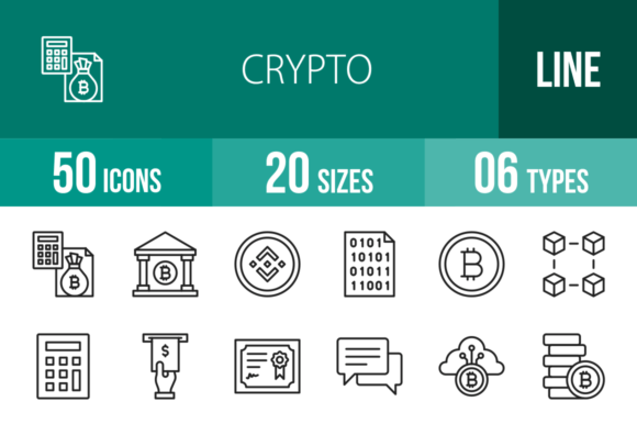 50 Crypto Line Icons Grafika Ikony Przez IconBunny