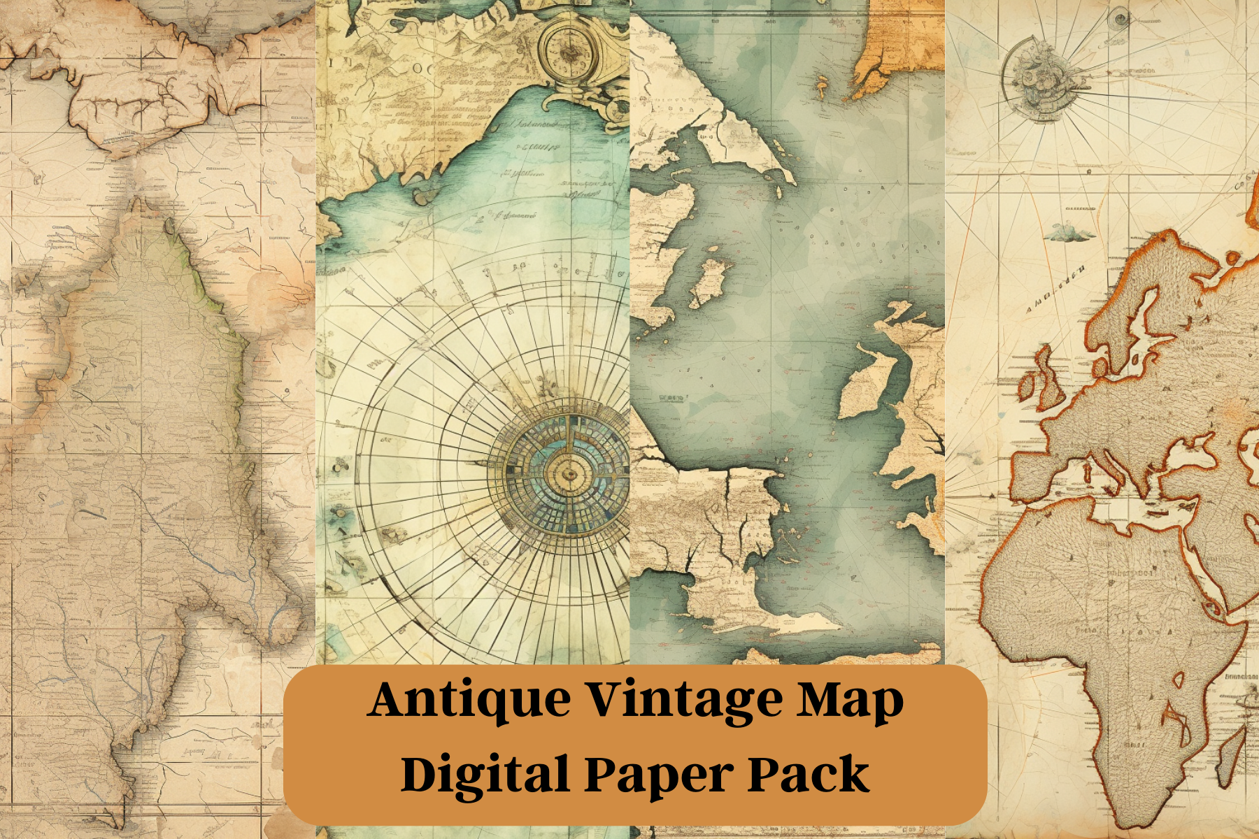 Antique Vintage Map Digital Paper Pack Graphic by sublimation avenue ...