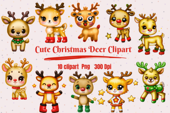 Cute Kawaii Christmas Clipart Bundle Bundle · Creative Fabrica