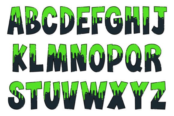 Green Slime Font PNG with transparent background - Preview 1