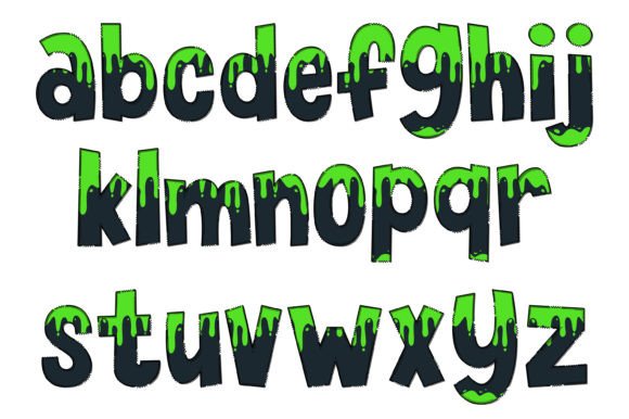 Green Slime Font PNG with transparent background - Preview 2