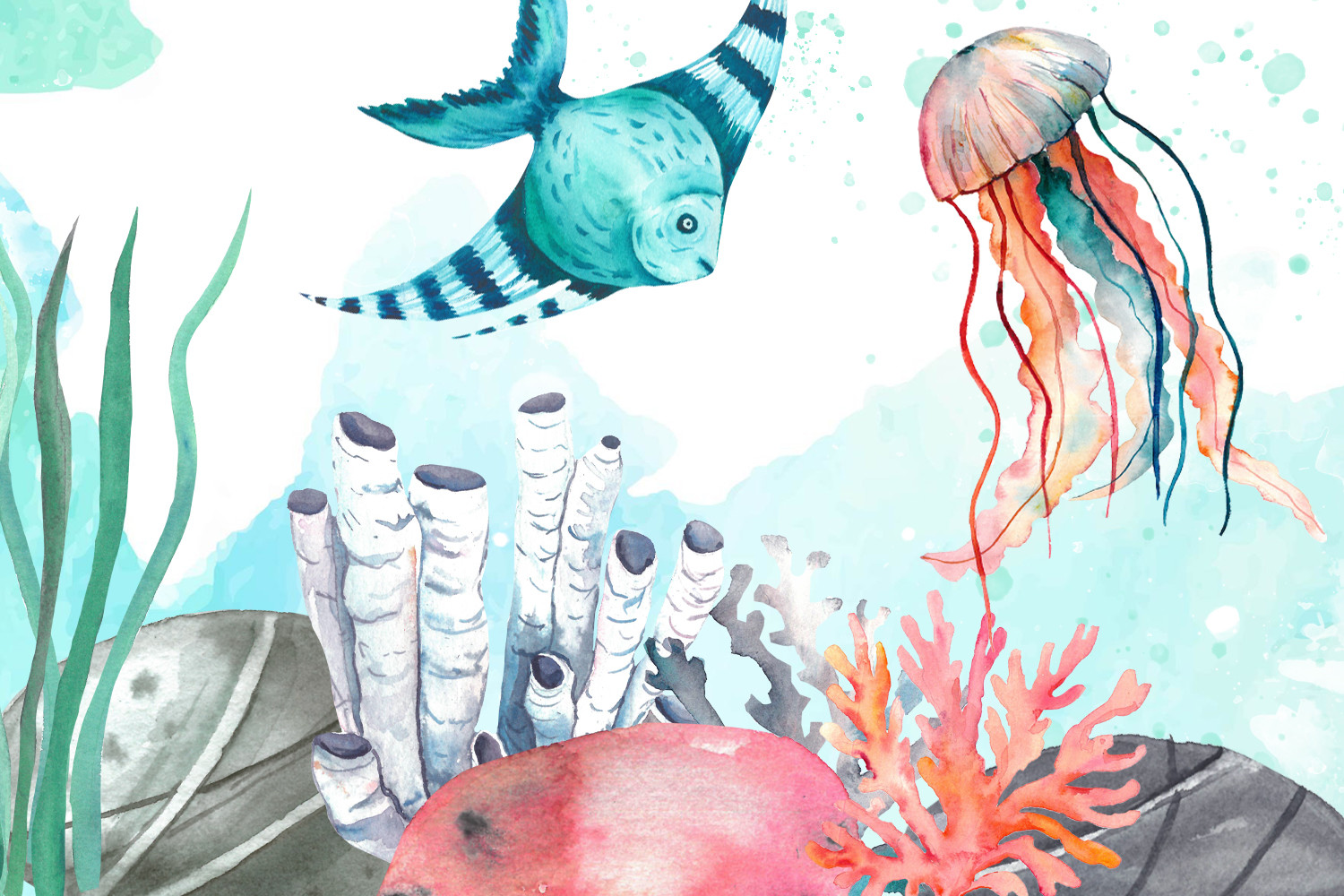 Nautical Watercolor Clipart. Ocean Png - photo 3