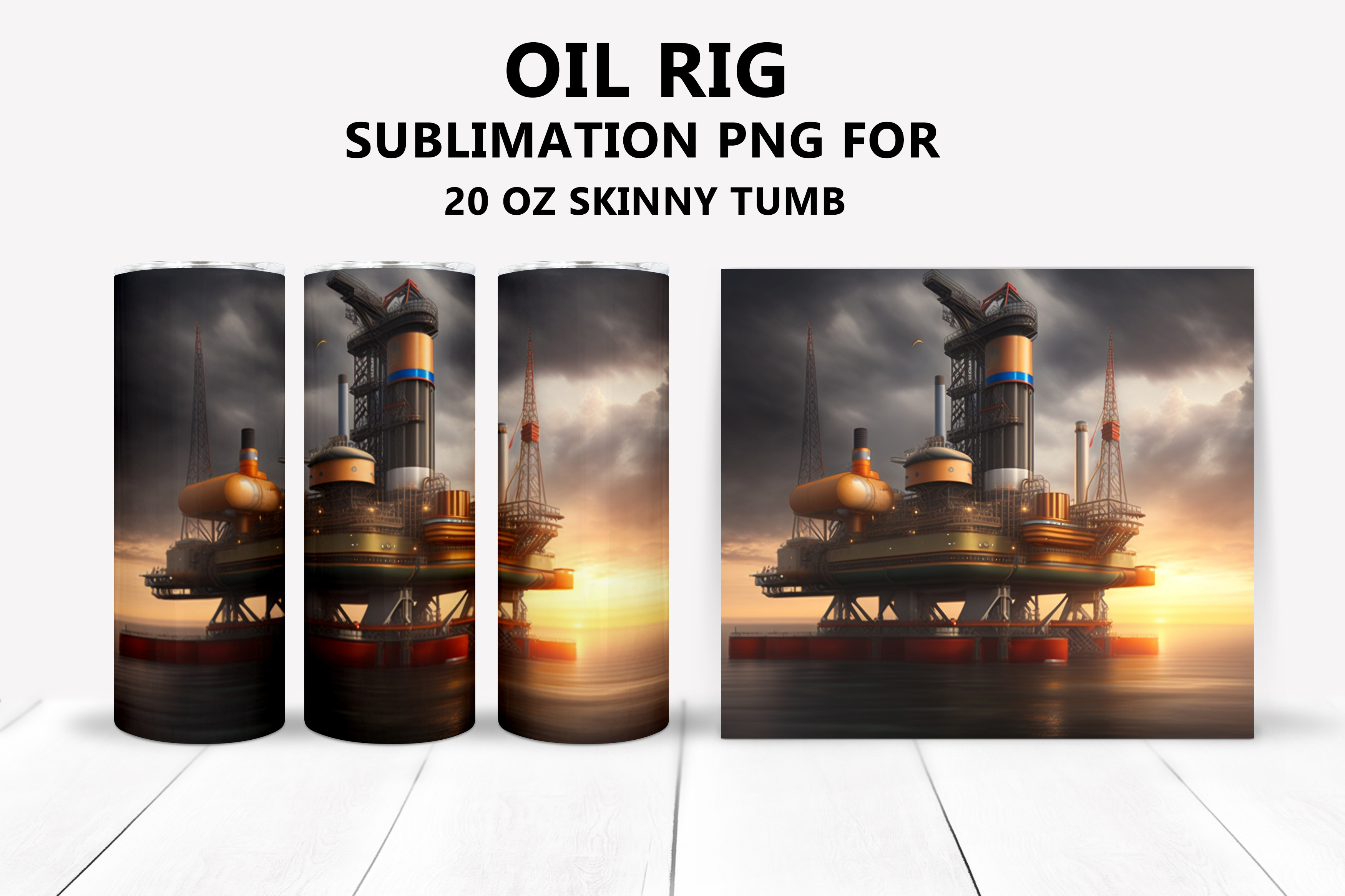 Oil Rig Wrapping Paper Oil Rig Tumbler Wrap PNG, Oil Rig 20 Oz Graphic by azdesign.p ...