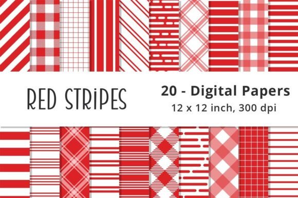 Red Stripes Background Digital Papers