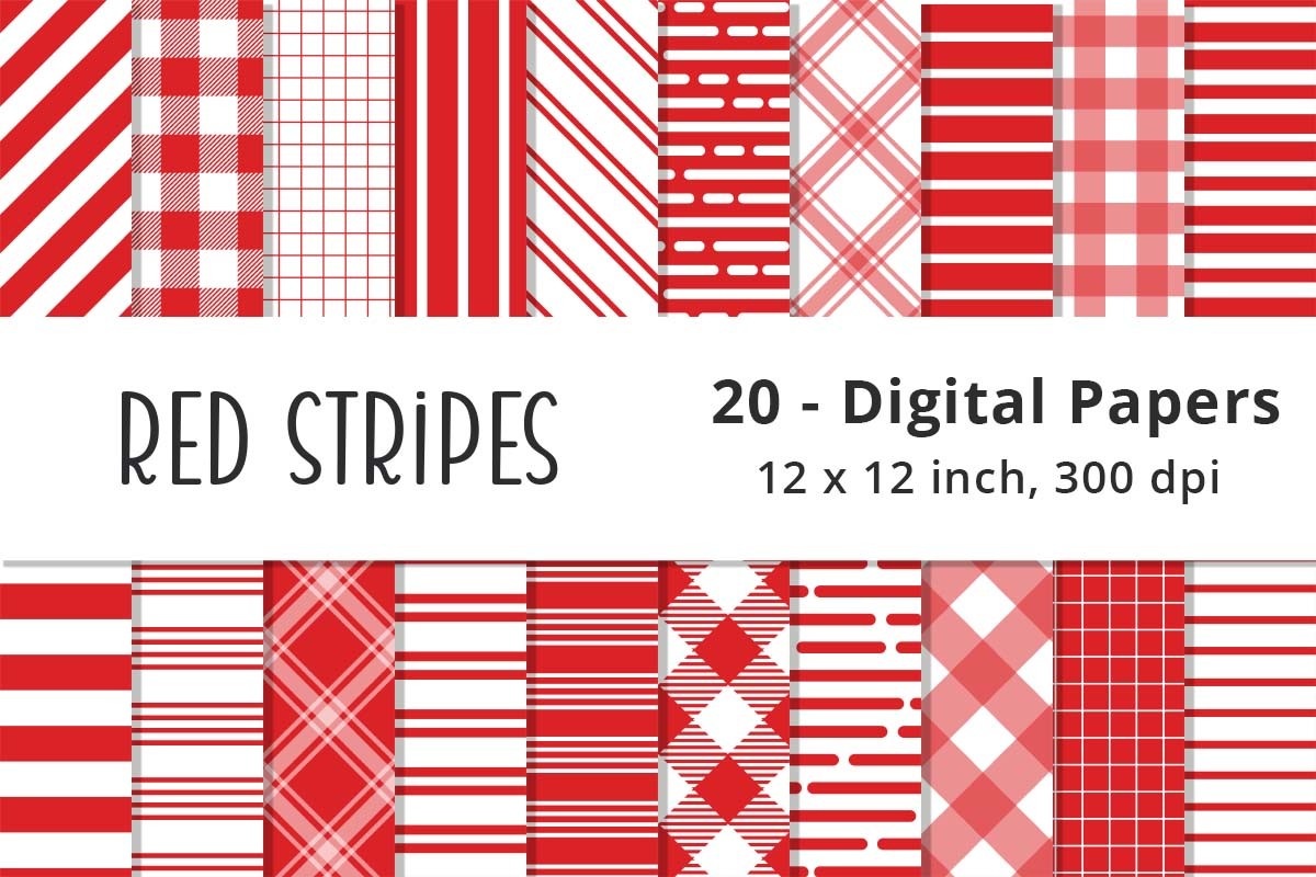 Red Stripes Background Digital Papers