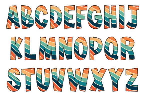 Retro Line Font PNG with transparent background - Preview 1
