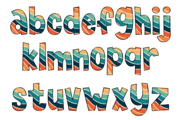 Retro Line Font PNG with transparent background - Preview 2