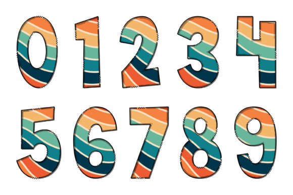 Retro Line Font PNG with transparent background - Preview 3