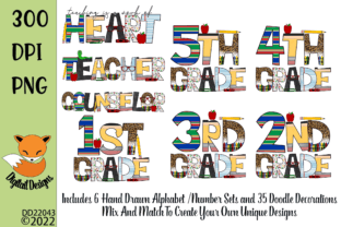 School Doodle Alphabet with Clipart Graphic by Clare Dewhurst ...
