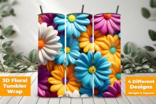 3D Floral Tumbler Wrap Design Graphic by mspro996 · Creative Fabrica