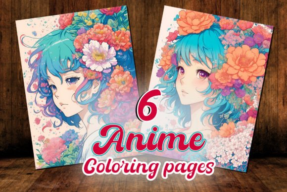 6 Anime Portraits Coloring Pages - Kdp