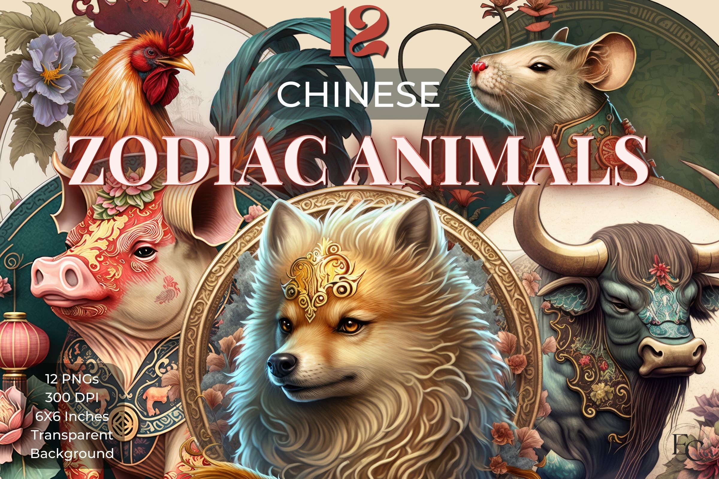 Chinese Zodiac Sign Bundle Clipart