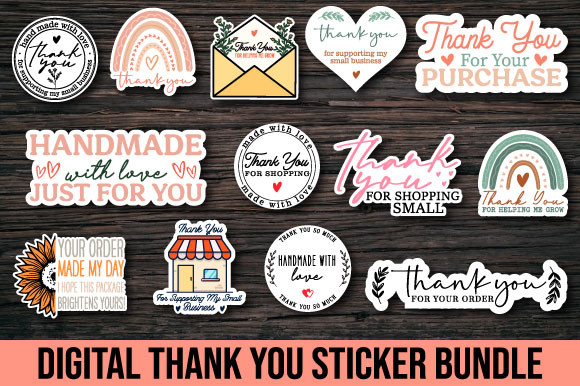 Digital Thank You Stickers Bundle Bundle