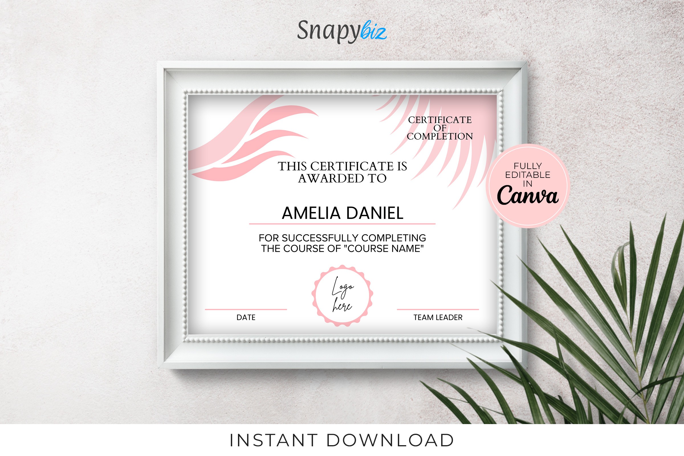 Editable Eyelash Hair Canva Certificate