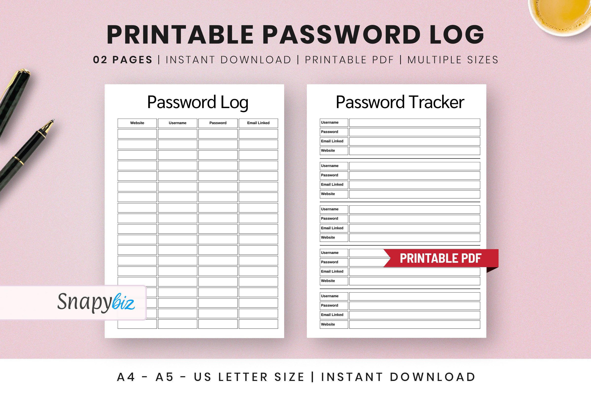 Free Printable Password Log Download Pdf Graphic by SnapyBiz · Creative ...