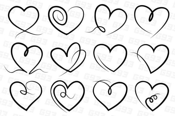 Line Art Hearts
