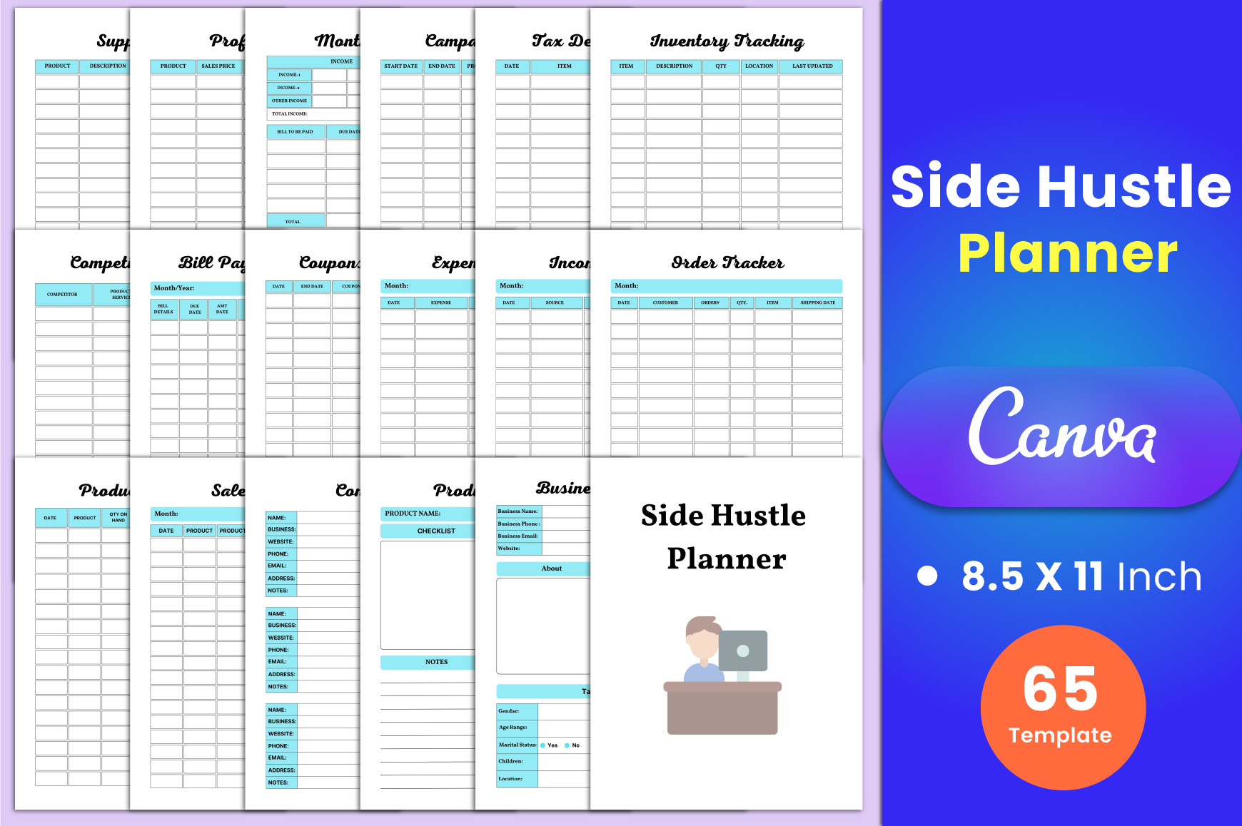 Side Hustle Planner Canva Interior Graphic by munjixpro · Creative Fabrica
