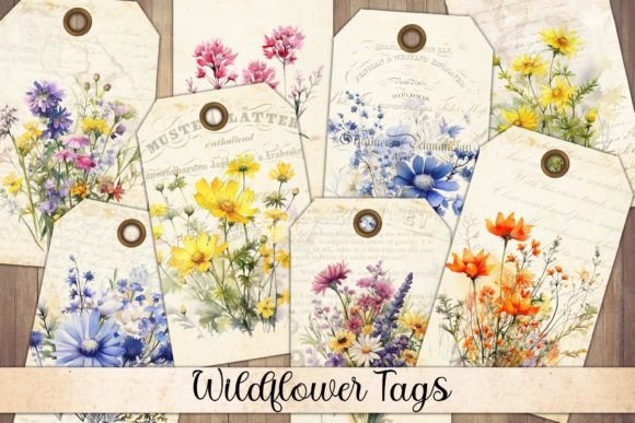 Vintage Wildflower Gift Tags Ephemera