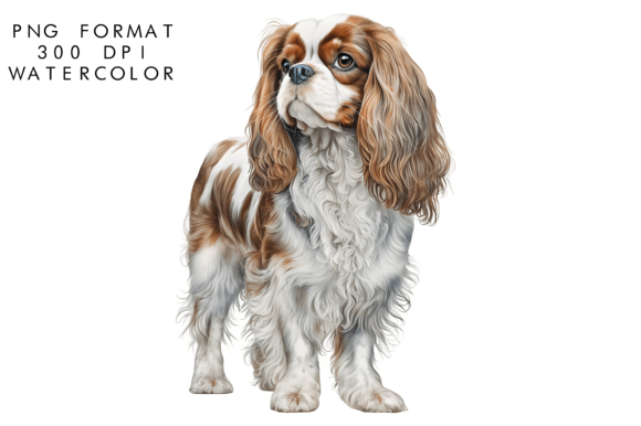 Watercolor Cavalier King Charles Spaniel Graphic Illustrations By WatercolorByKr