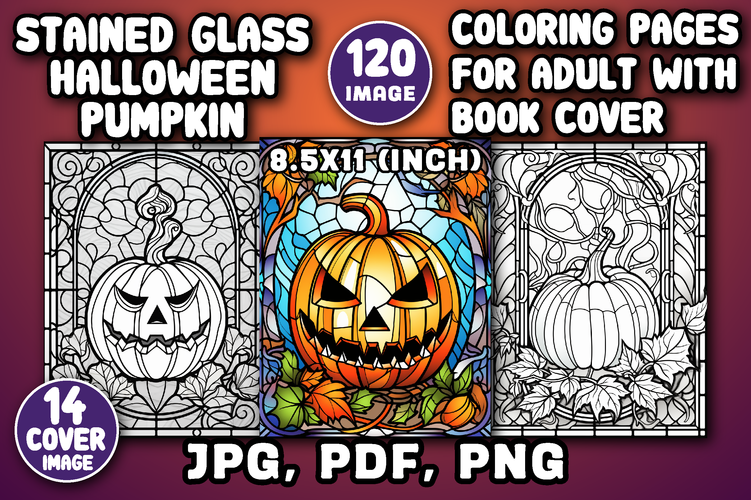 120 Stained Glass Pumpkin Coloring Pages