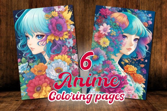 6 Anime Portraits Coloring Pages - Kdp
