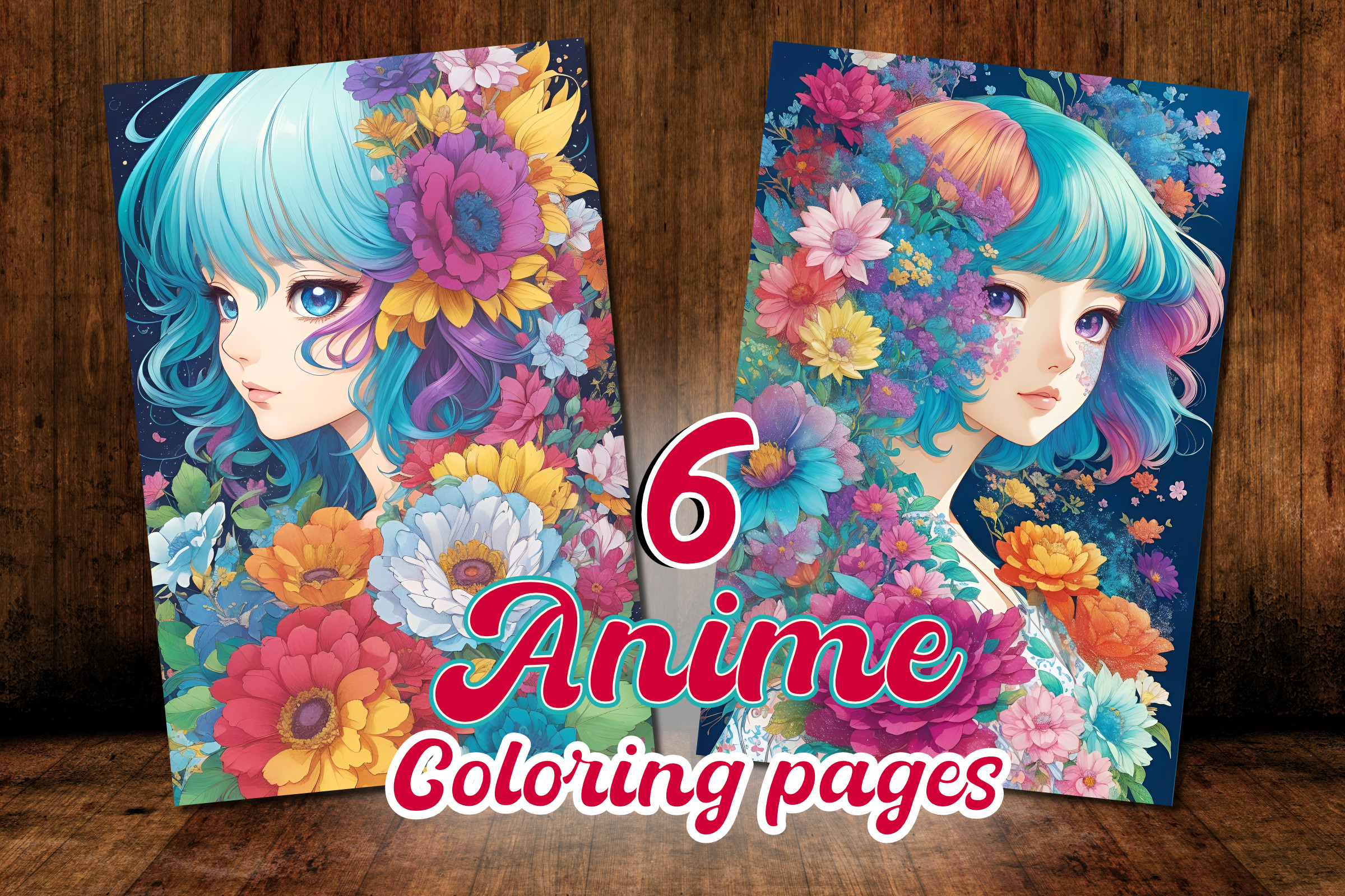 6 Anime Portraits Coloring Pages - Kdp