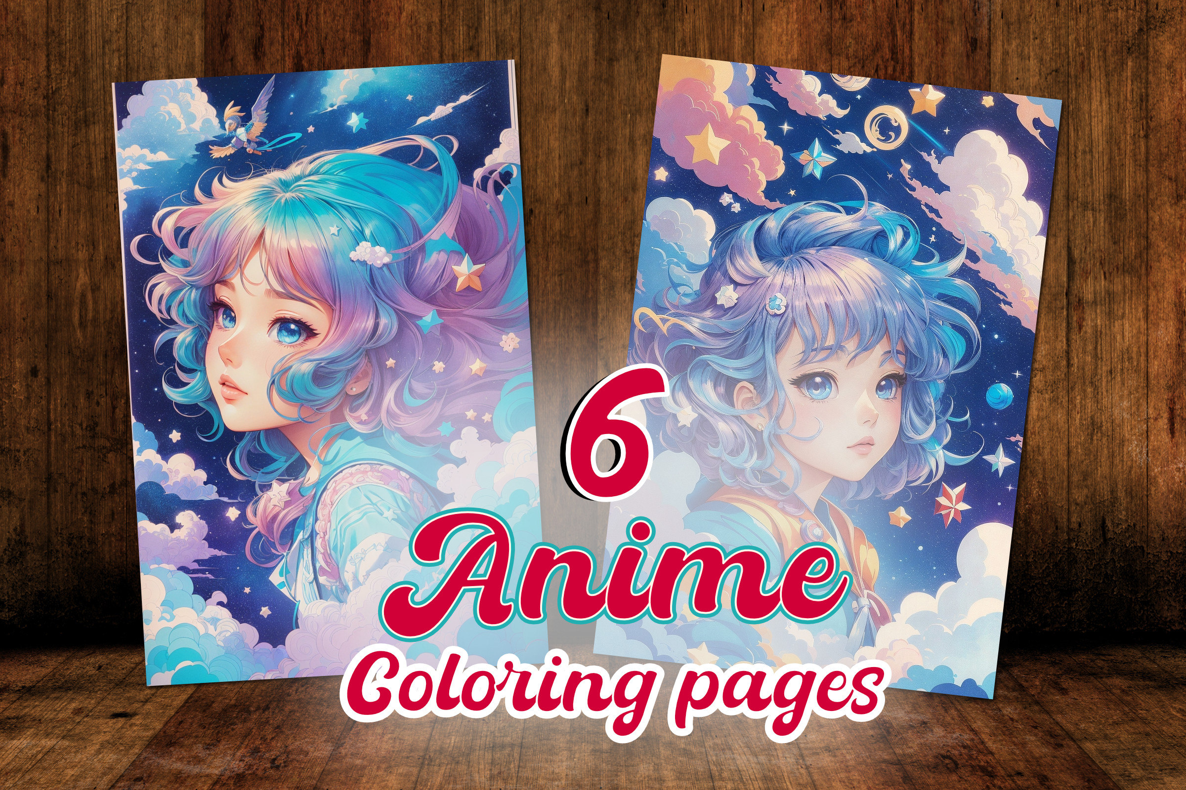 6 Anime Portraits Coloring Pages - Kdp
