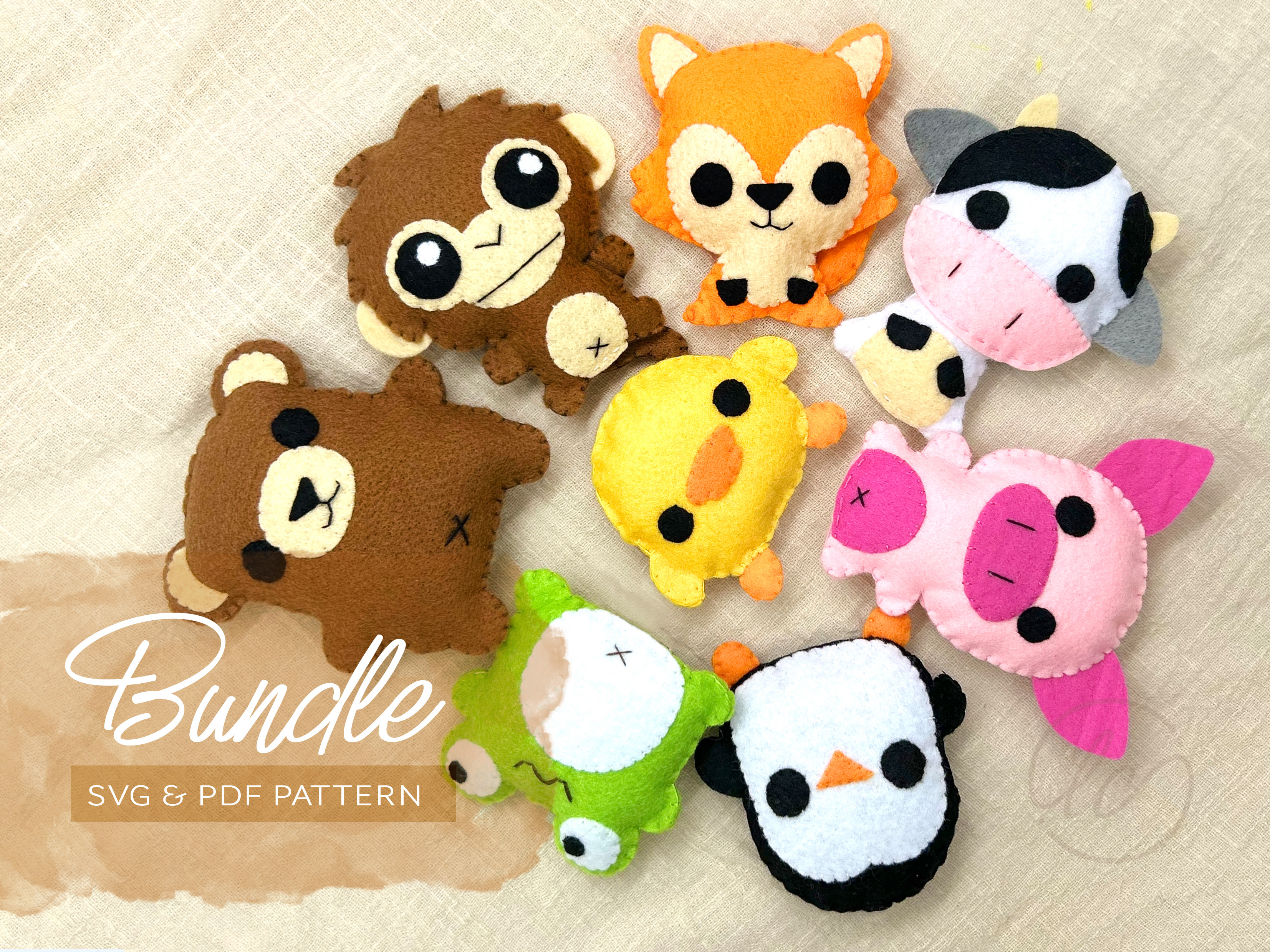 Animal Collection Felt Sewing Pattern Graphic by Little Craftlab Studio ...