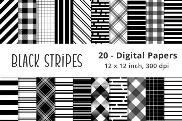 Black and White Stripes Pattern Papers