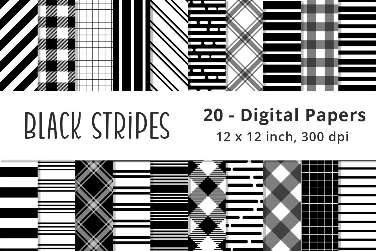 Black and White Stripes Pattern Papers