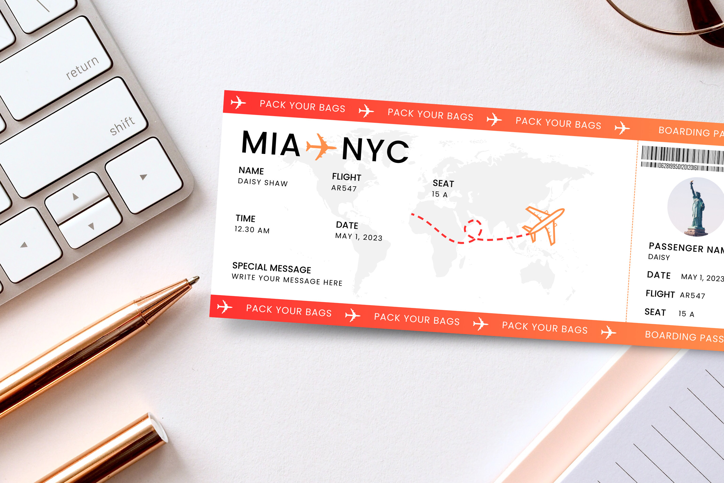 Canva Editable Boarding Pass Template