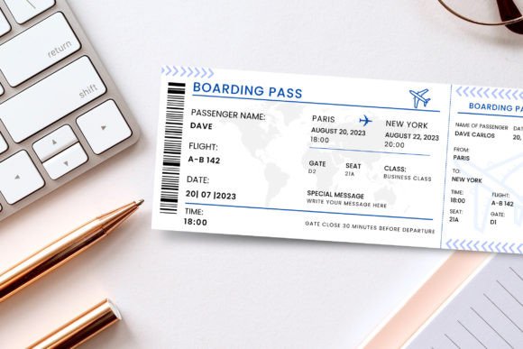Editable Boarding Pass Ticket Design