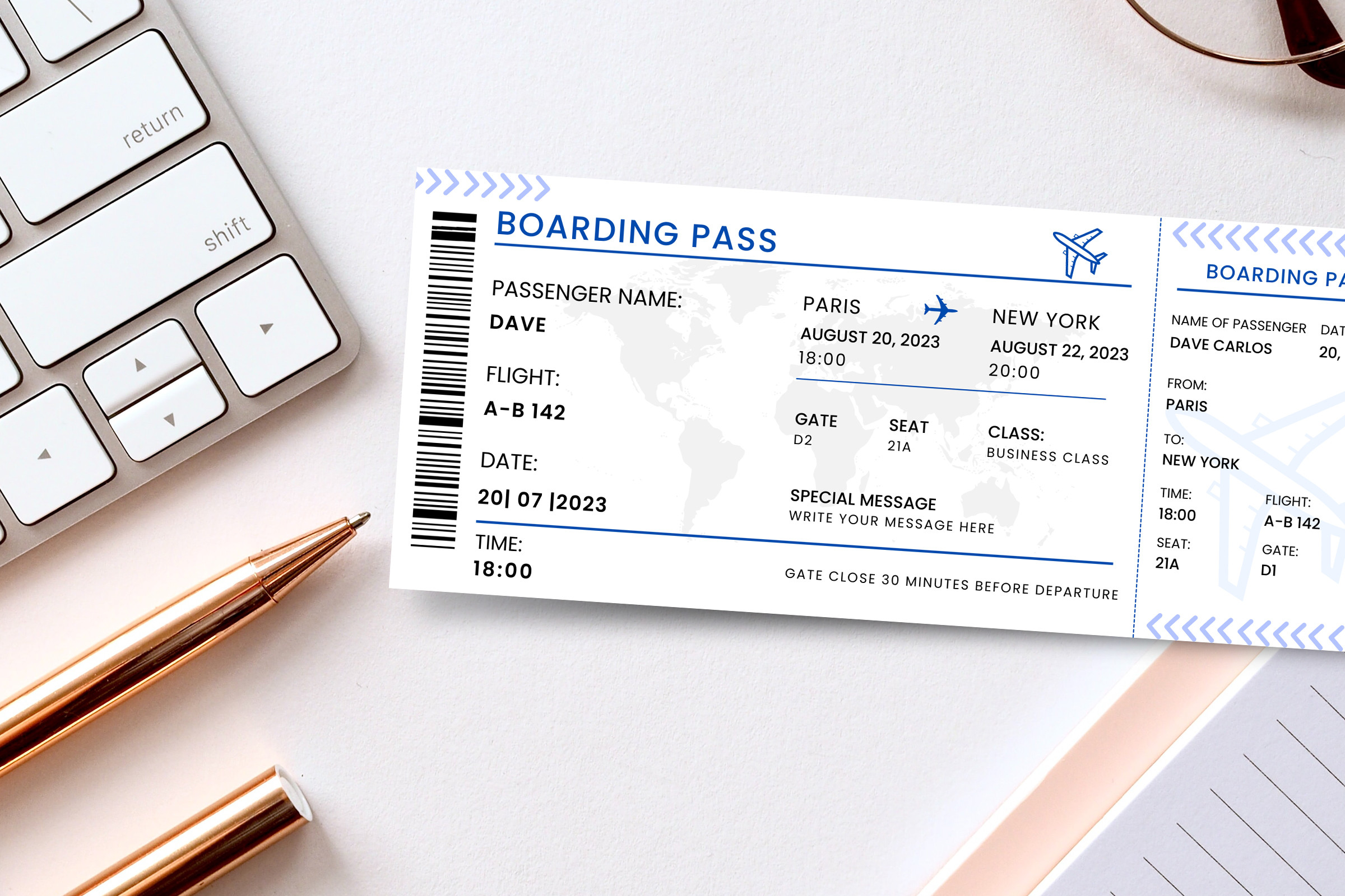 Editable Boarding Pass Ticket Design