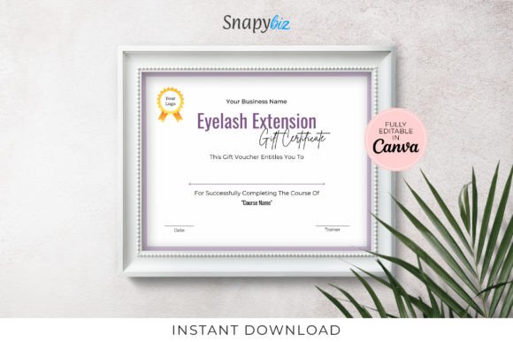 Editable Eyelash Extension Certificate