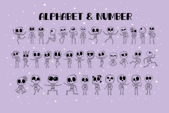 Halloween Skeleton Font PNG with transparent background - Preview 1