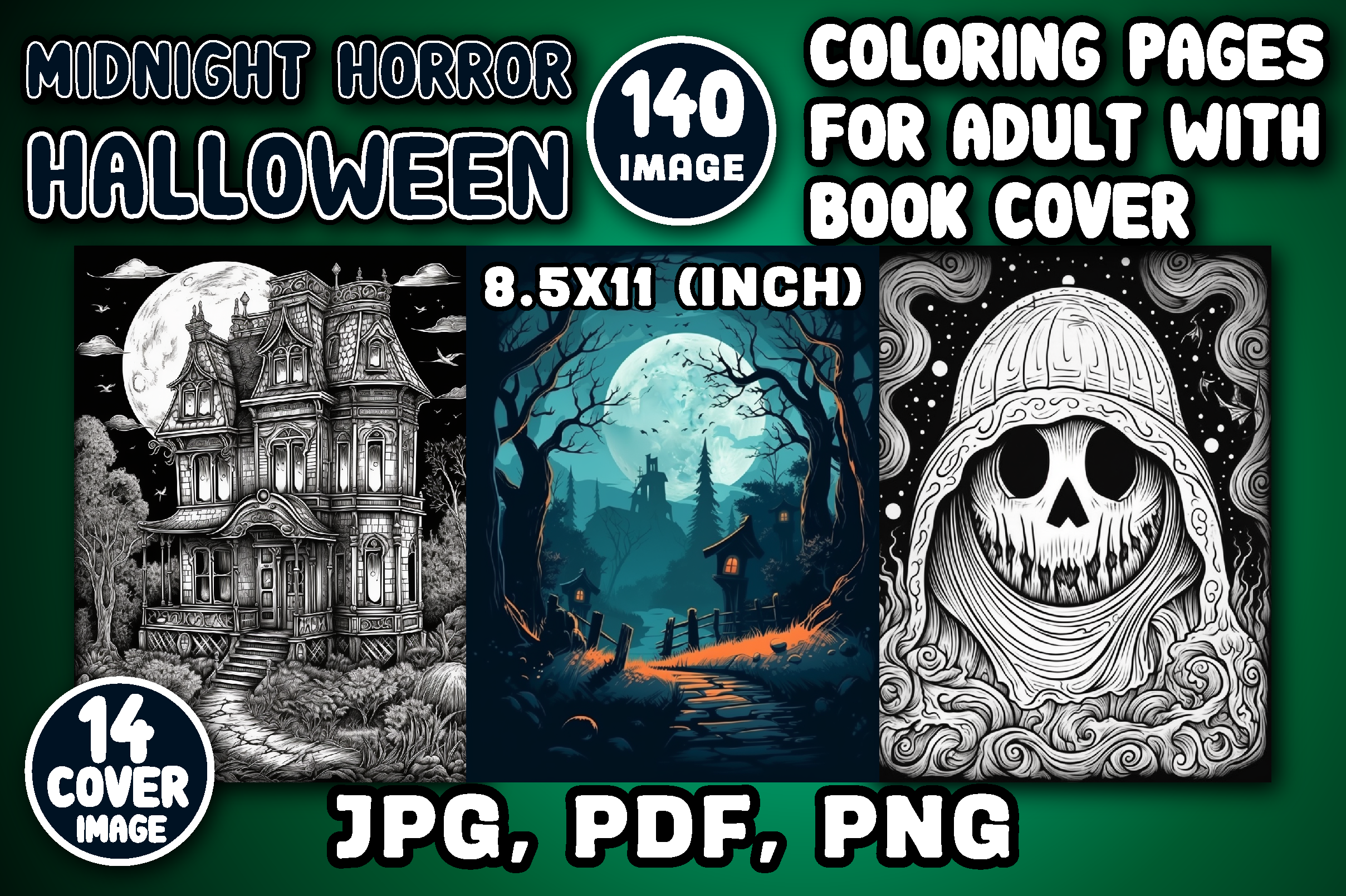 Midnight Horror Halloween Coloring Pages Graphic by Printable Crafts ...