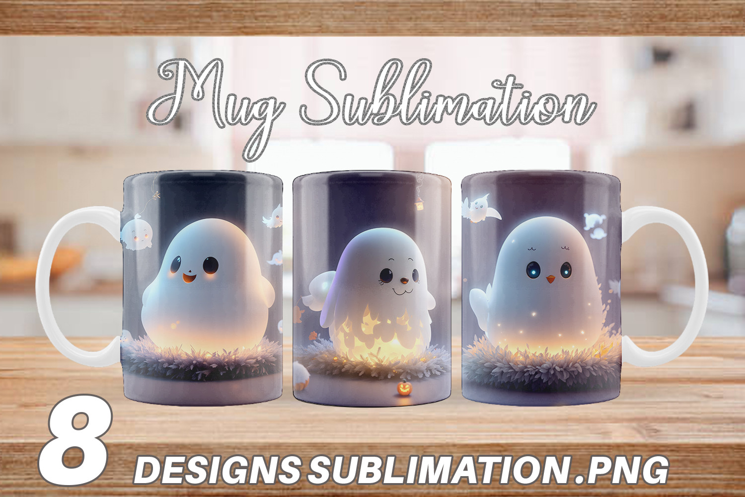 Mug Wrap 3D Cute Ghost Halloween Graphic by Artnoy · Creative Fabrica