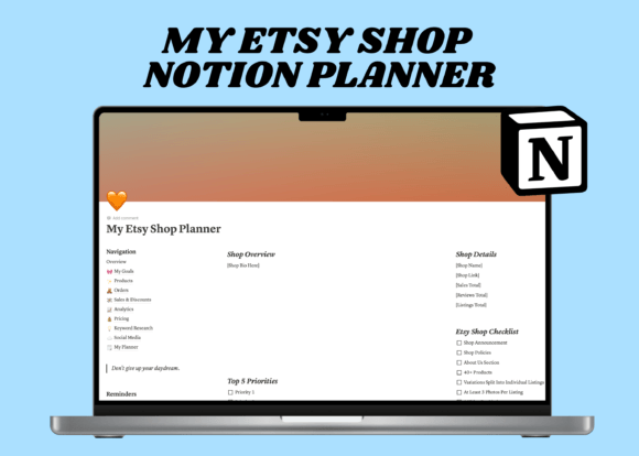 Notion Etsy Shop Dashboard Template Graphics 2