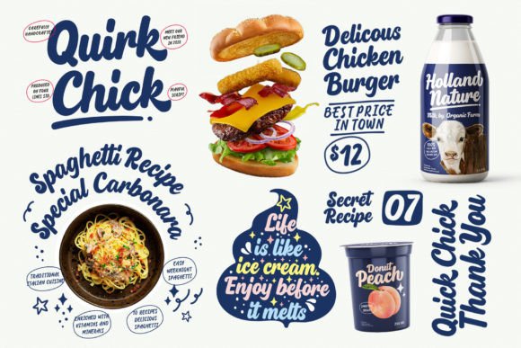 Quirk Chick Font PNG with transparent background - Preview 1