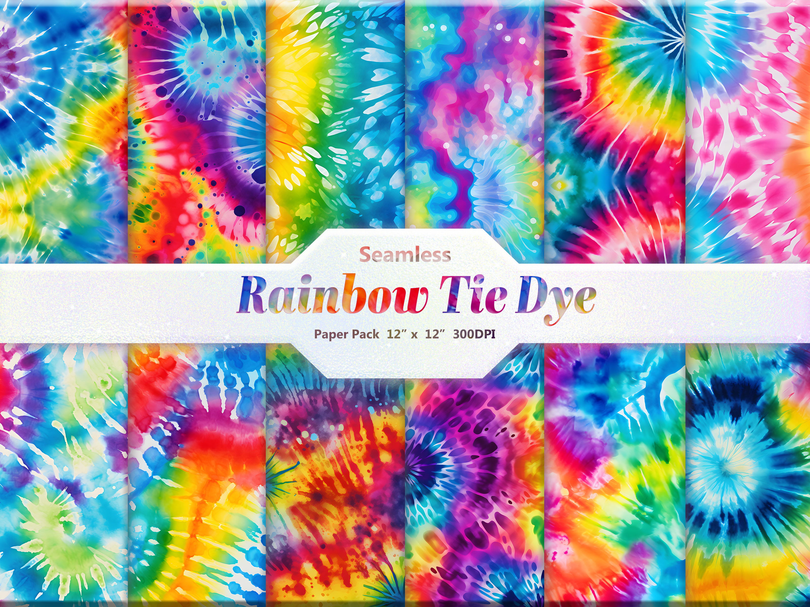 Rainbow Tie Dye Digital Paper Pack Graphic by DifferPP · Creative Fabrica