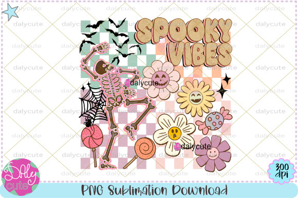Spooky Vibes Halloween Retro Groovy PNG Graphic by WinnieArtDesign ...