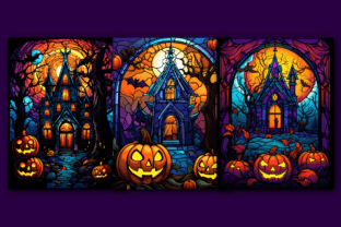 Stained Glass Halloween Coloring Page V1 Graphic by Printable Crafts ...